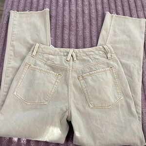 GOOD AMERICAN 90s ICON STRAIGHT leg jeans size 2 raw hem bone